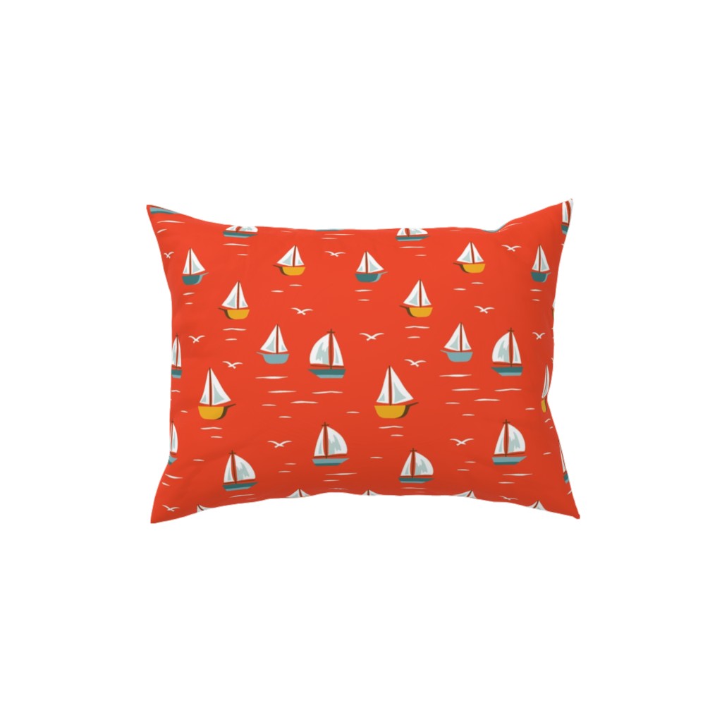 Sailboats Pillow, Woven, Black, 12x16, Single Sided, Red