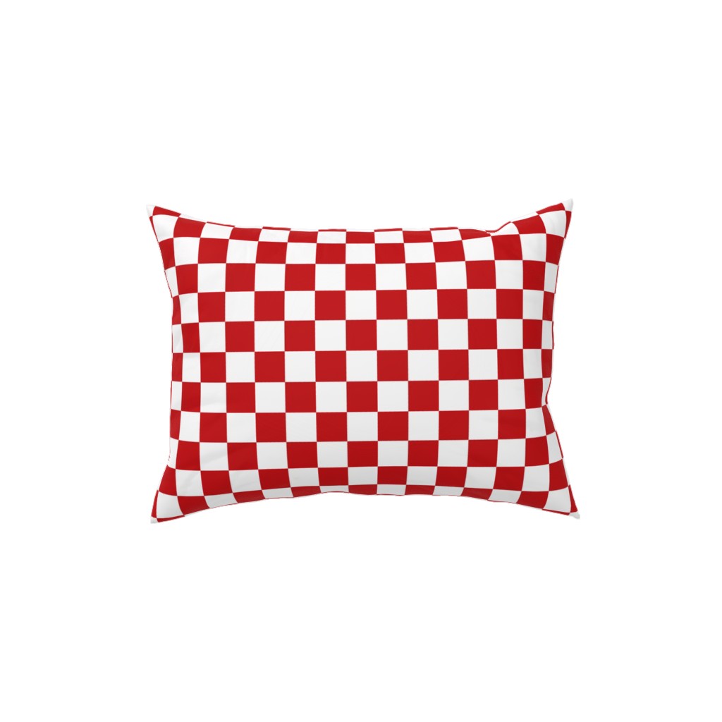 Checkerboard - Red and White Pillow, Woven, Black, 12x16, Single Sided, Red