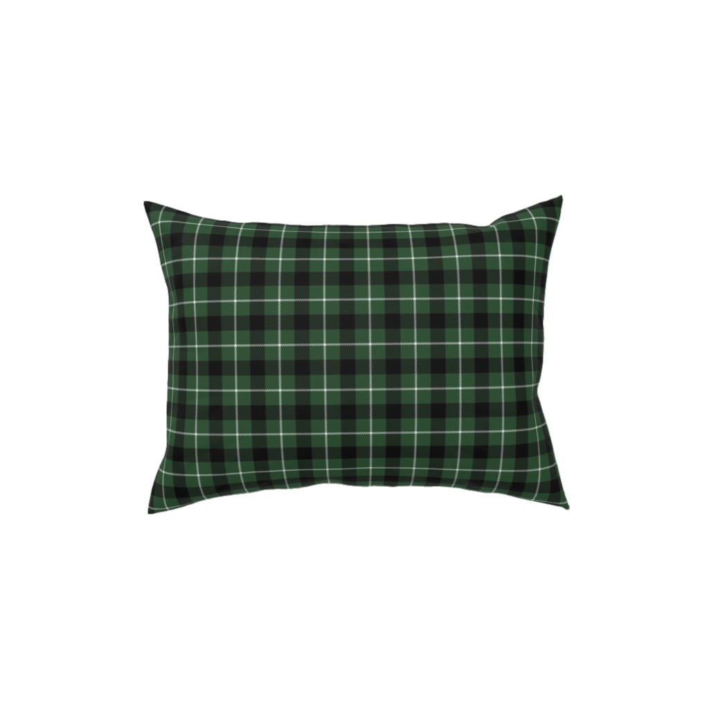 Green & Black Plaid Pillow, Woven, Black, 12x16, Single Sided, Green