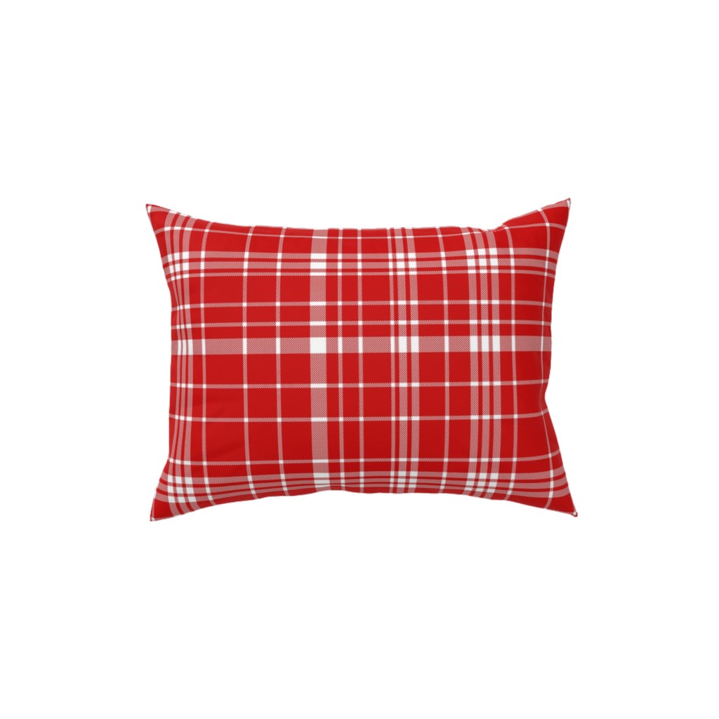Tartan Check Pillow, Woven, Black, 12x16, Single Sided, Red