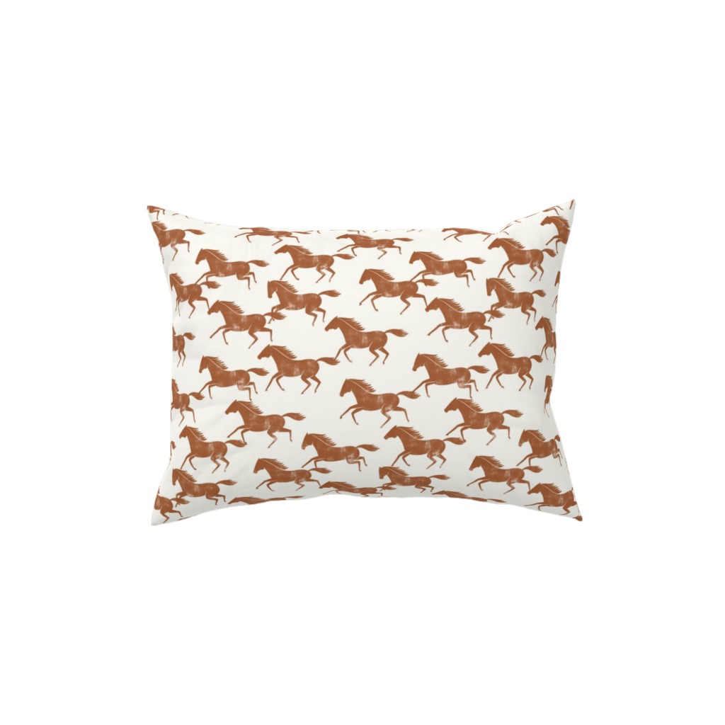 Wild Horses - Ginger on Cream Pillow, Woven, Black, 12x16, Single Sided, Brown, Brown
