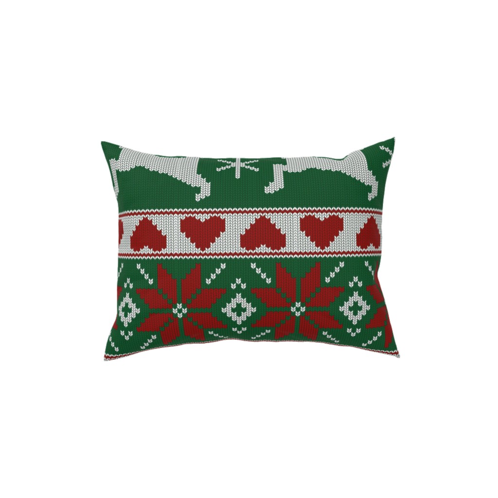 Christmas Knit - Green and Red Pillow, Woven, Black, 12x16, Single Sided, Multicolor