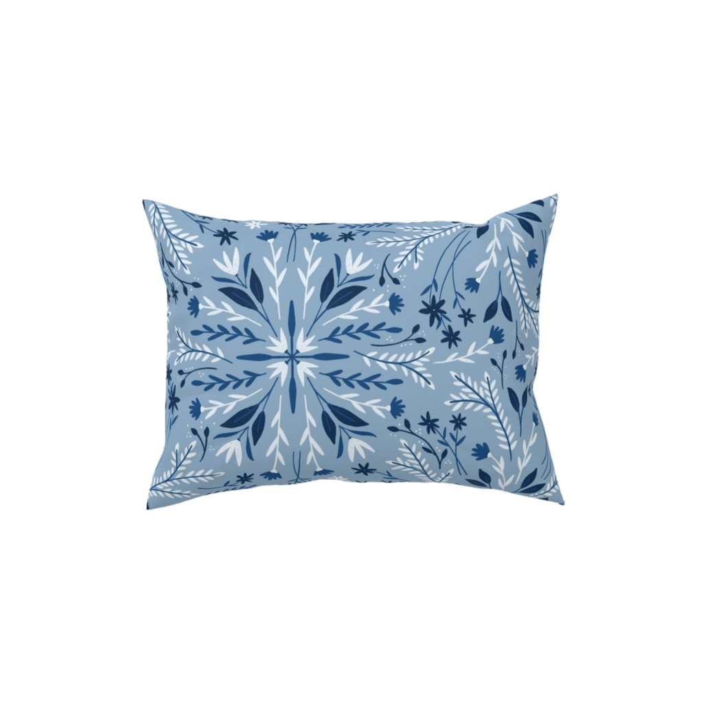 Dotty Floral - Blue Pillow, Woven, Black, 12x16, Single Sided, Blue, True Blue