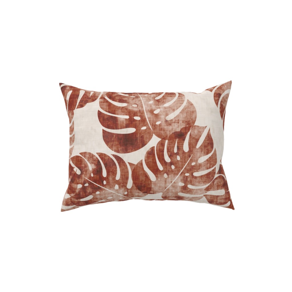 Monstera Leaves - Rust Pillow, Woven, Black, 12x16, Single Sided, Brown, Brown