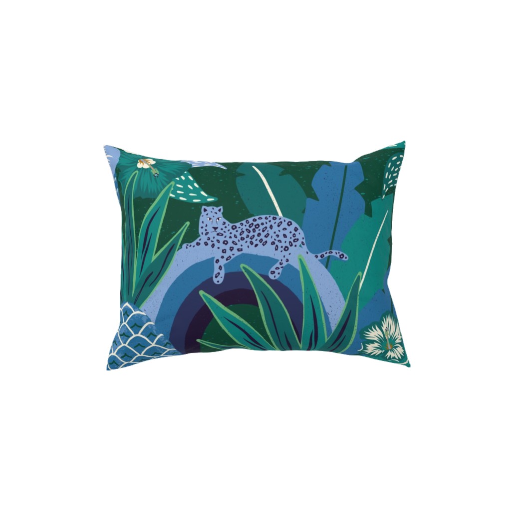 Tropical Fantasy - Blue Green Pillow, Woven, Black, 12x16, Single Sided, Green