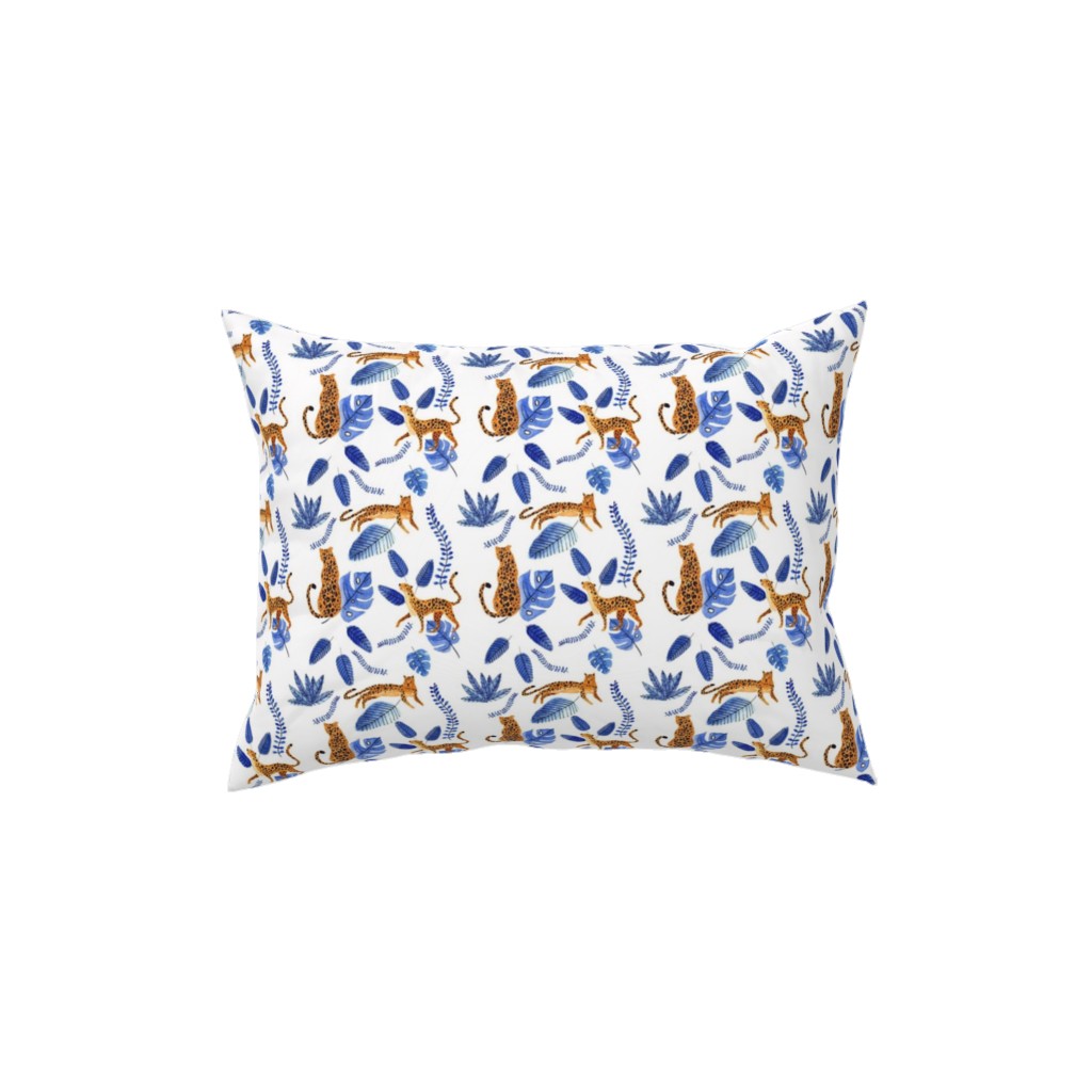 Leopard Tropical Exotic - Blue Pillow, Woven, Black, 12x16, Single Sided, Multicolor