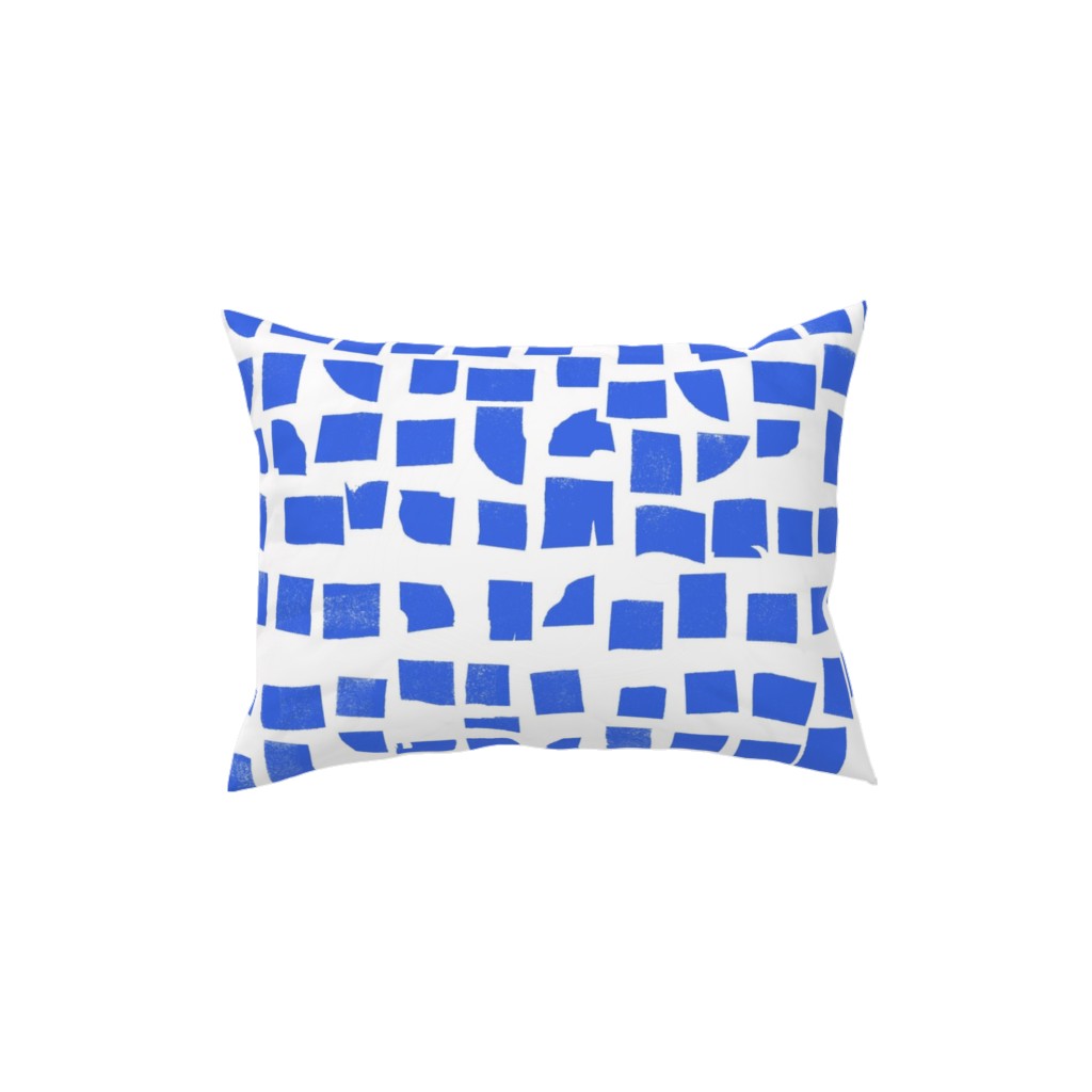 Blue Check Pillow, Woven, Black, 12x16, Single Sided, Blue