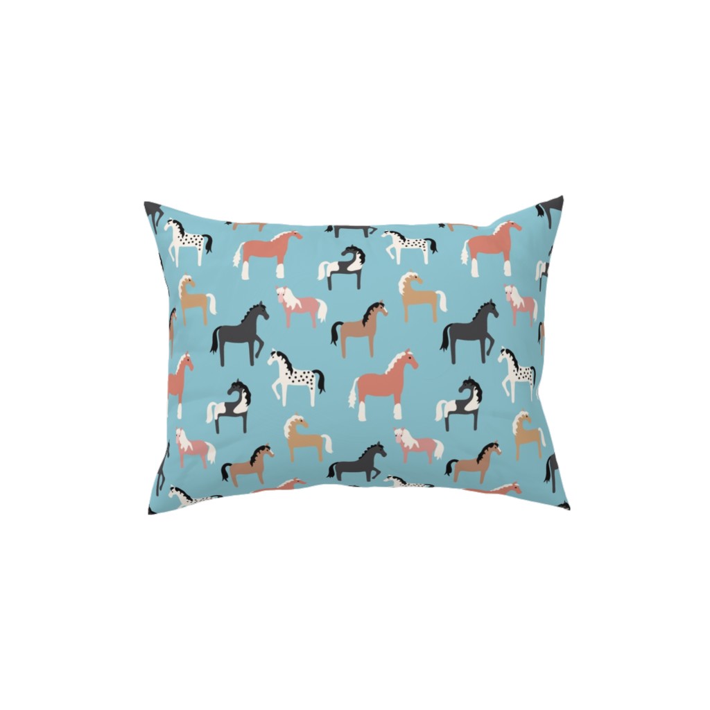 Horse Party Pillow, Woven, Black, 12x16, Single Sided, Blue, True Blue