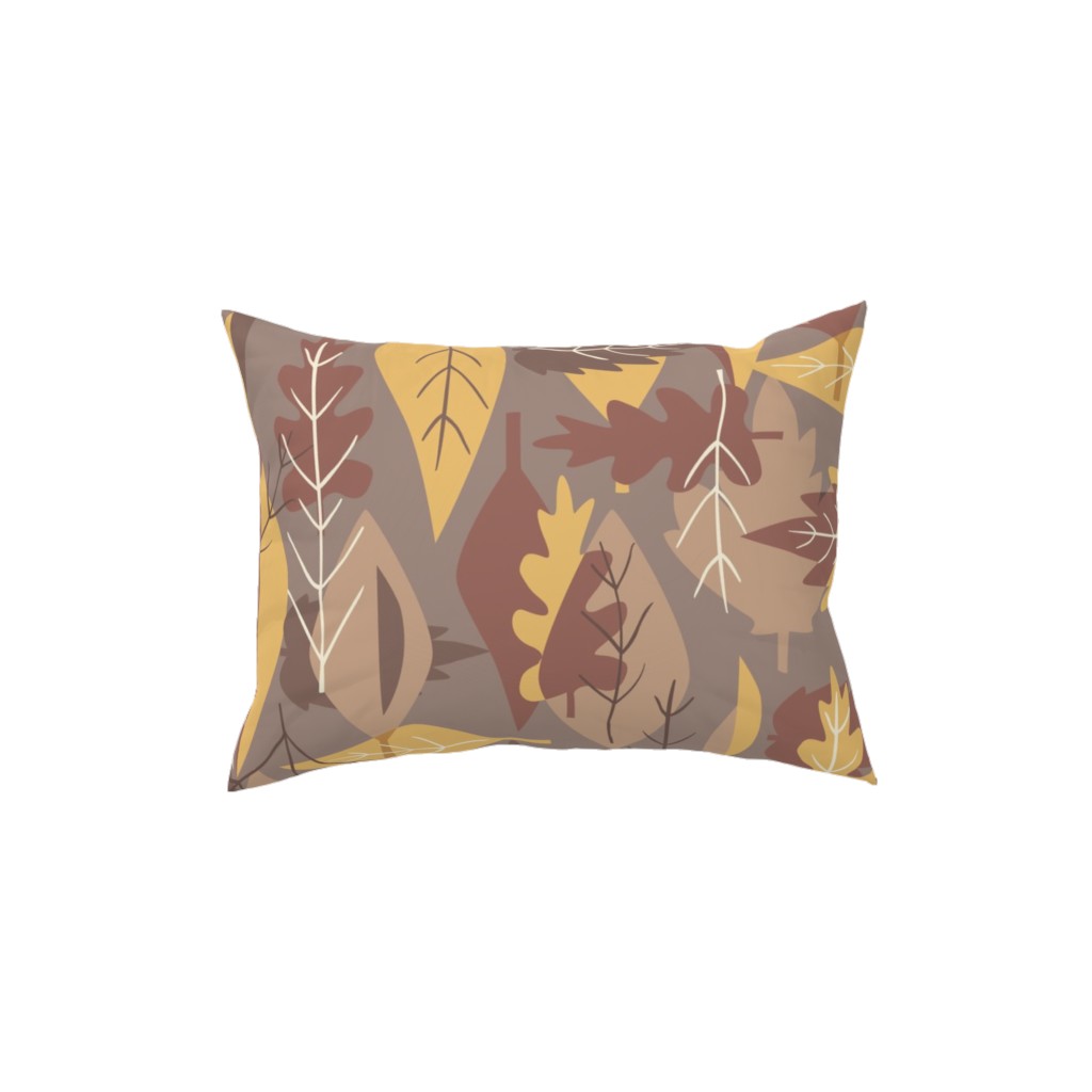 Leaf Pile Pillow, Woven, Black, 12x16, Single Sided, Brown