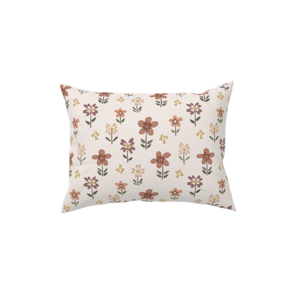 Cute Daisies & Foxgloves Floral - Earth Tones Pillow, Woven, Black, 12x16, Single Sided, Pink