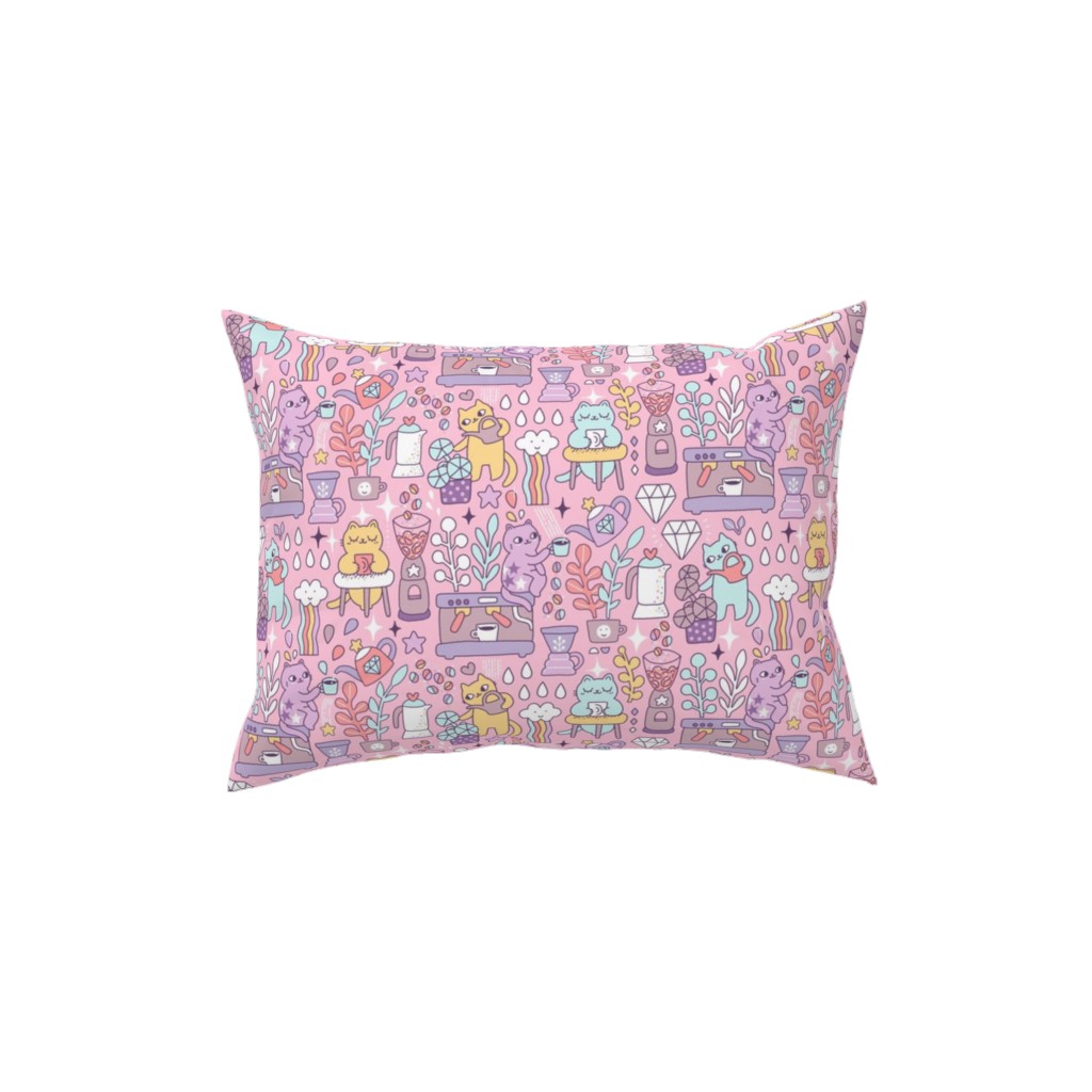 Cute Cats - Multicolor Pastel Pillow, Woven, Black, 12x16, Single Sided, Pink