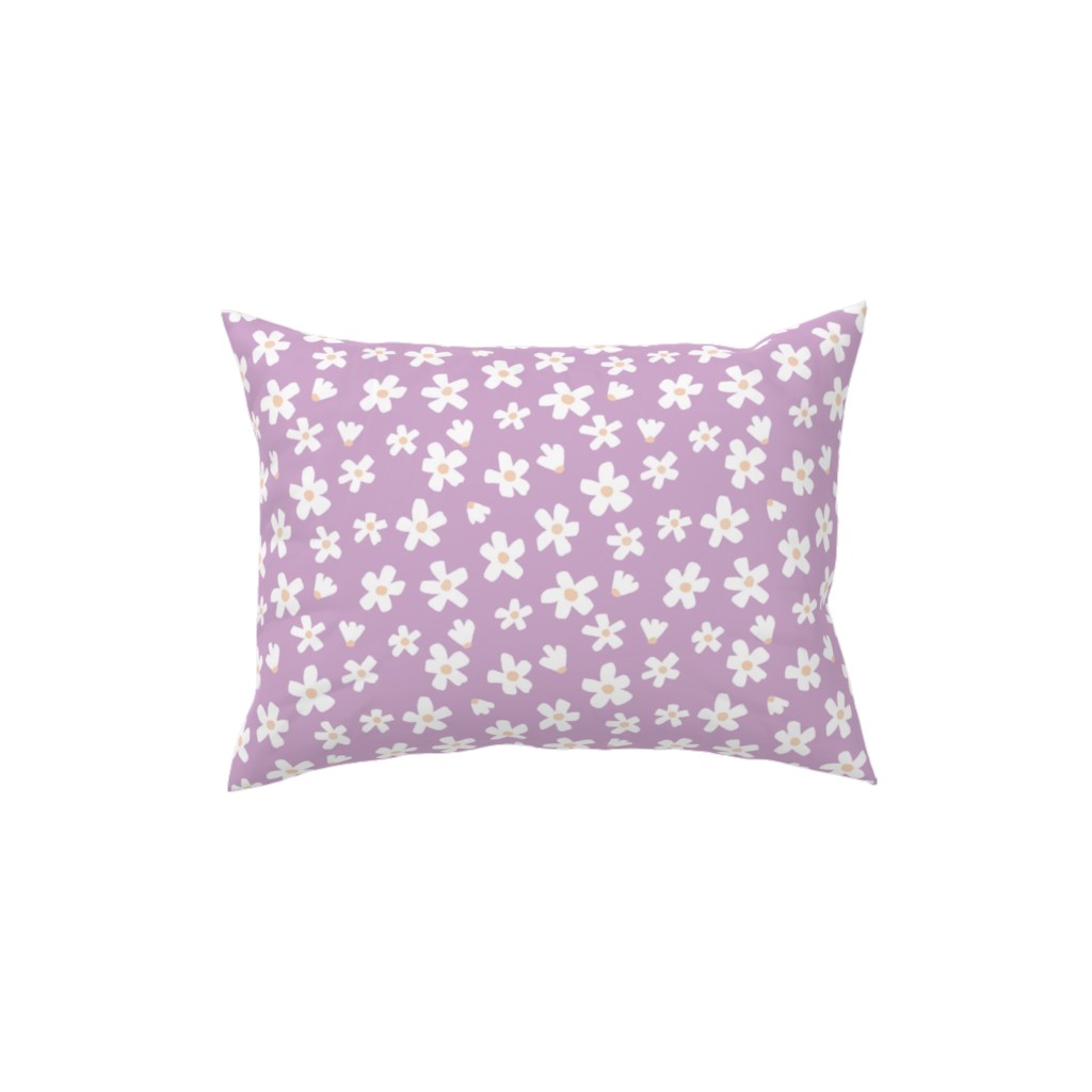 Daisy Garden Floral - Purple Pillow, Woven, Beige, 12x16, Single Sided, Purple