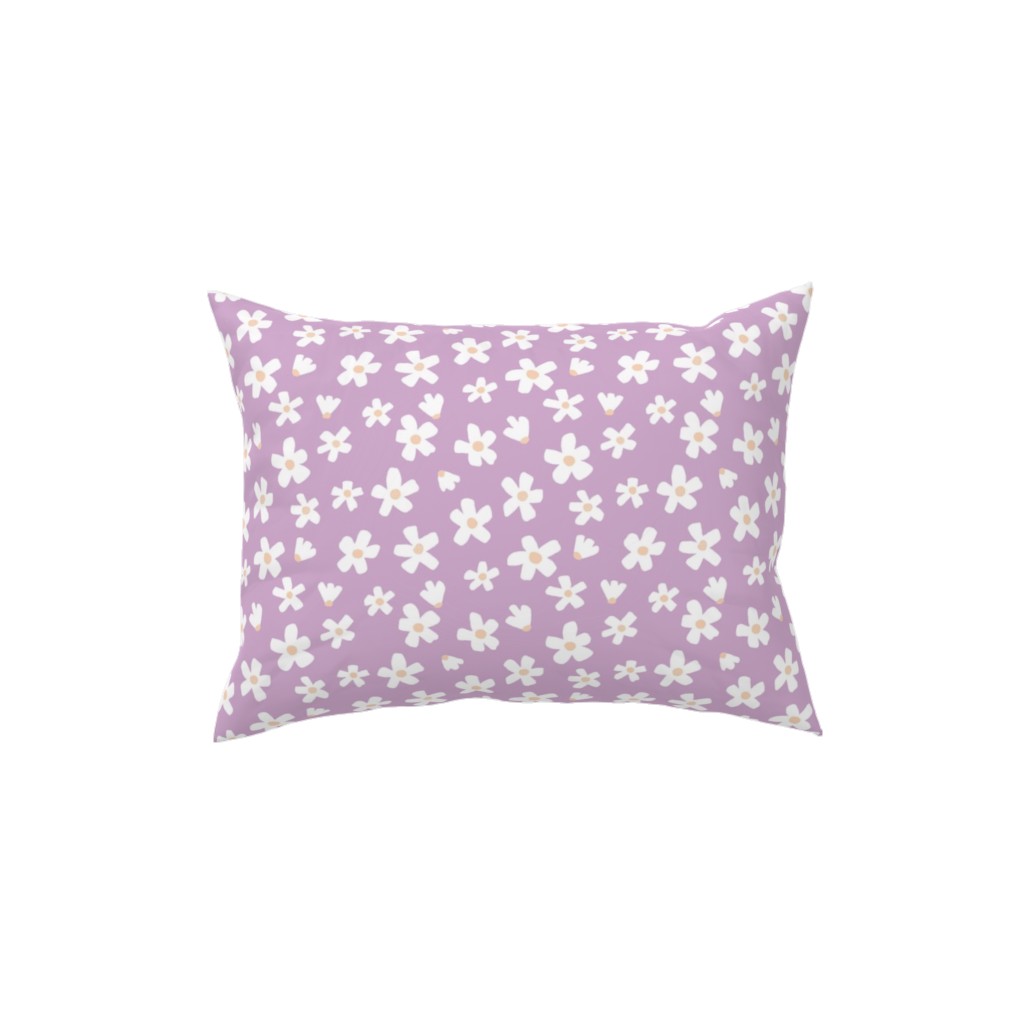 Daisy Garden Floral - Purple Pillow, Woven, Beige, 12x16, Single Sided, Purple, Purple