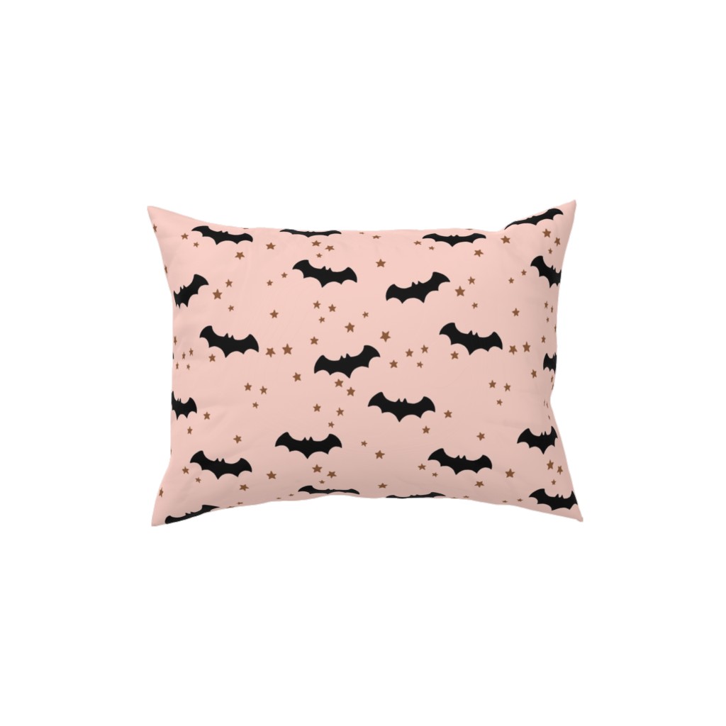 Twinkle Bats - Black on Pink Pillow, Woven, Beige, 12x16, Single Sided, Pink