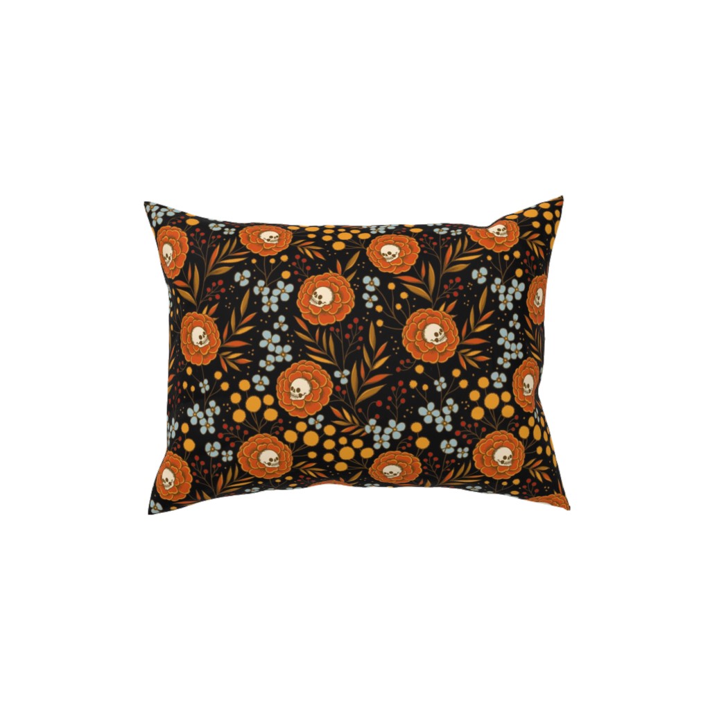Halloween Floral - Multi Pillow, Woven, Beige, 12x16, Single Sided, Multicolor