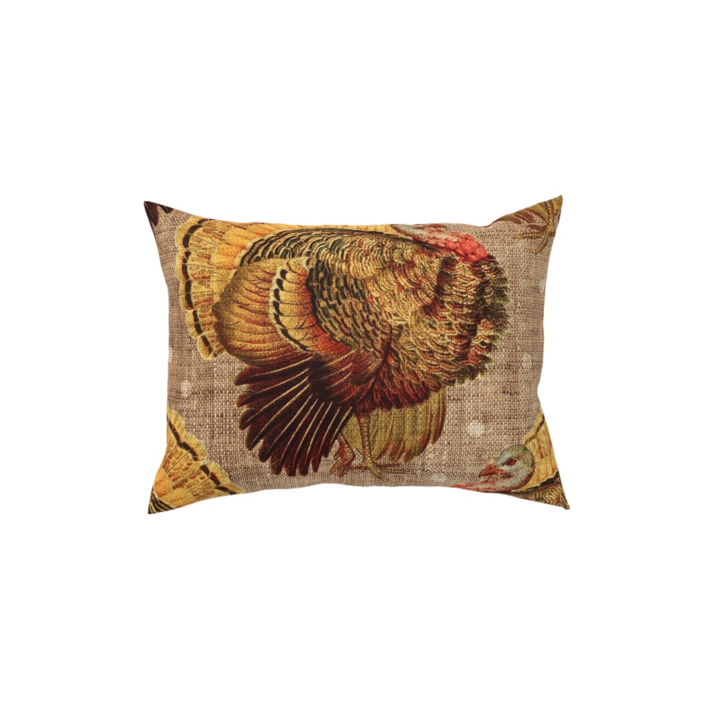 Vintage Turkey - Burlap Pillow, Woven, Beige, 12x16, Single Sided, Brown