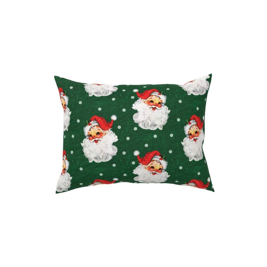 Jolly Retro Santa - Green Pillow, Woven, Beige, 12x16, Single Sided, Multicolor