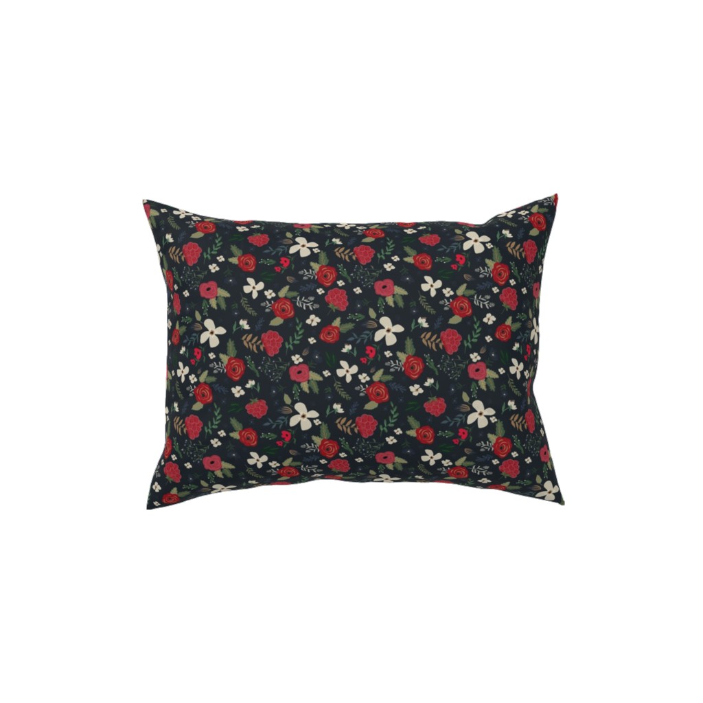 Fancy Winter - Navy Background Pillow, Woven, Beige, 12x16, Single Sided, Black, Black