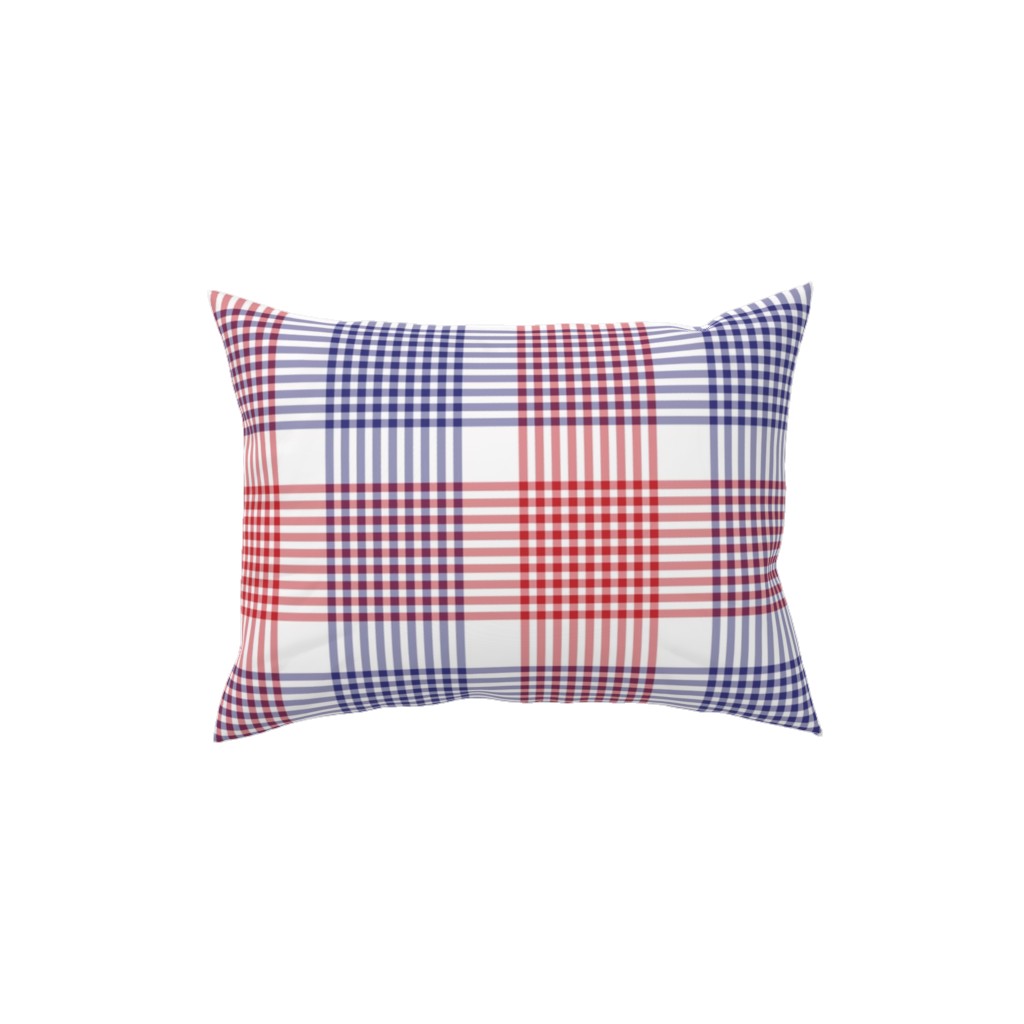 Plaid - Red, White and Blue Pillow, Woven, Beige, 12x16, Single Sided, Multicolor