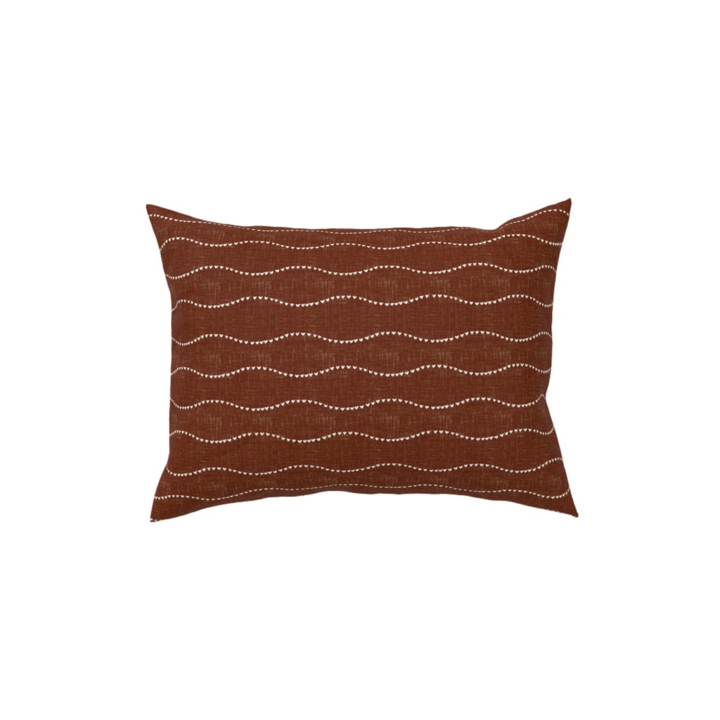 Heart Wave - Rust Pillow, Woven, Beige, 12x16, Single Sided, Brown, Brown