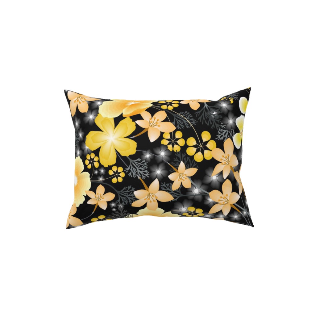 Thicket Floral - Yellow Pillow, Woven, Beige, 12x16, Single Sided, Yellow, Classic Yellow