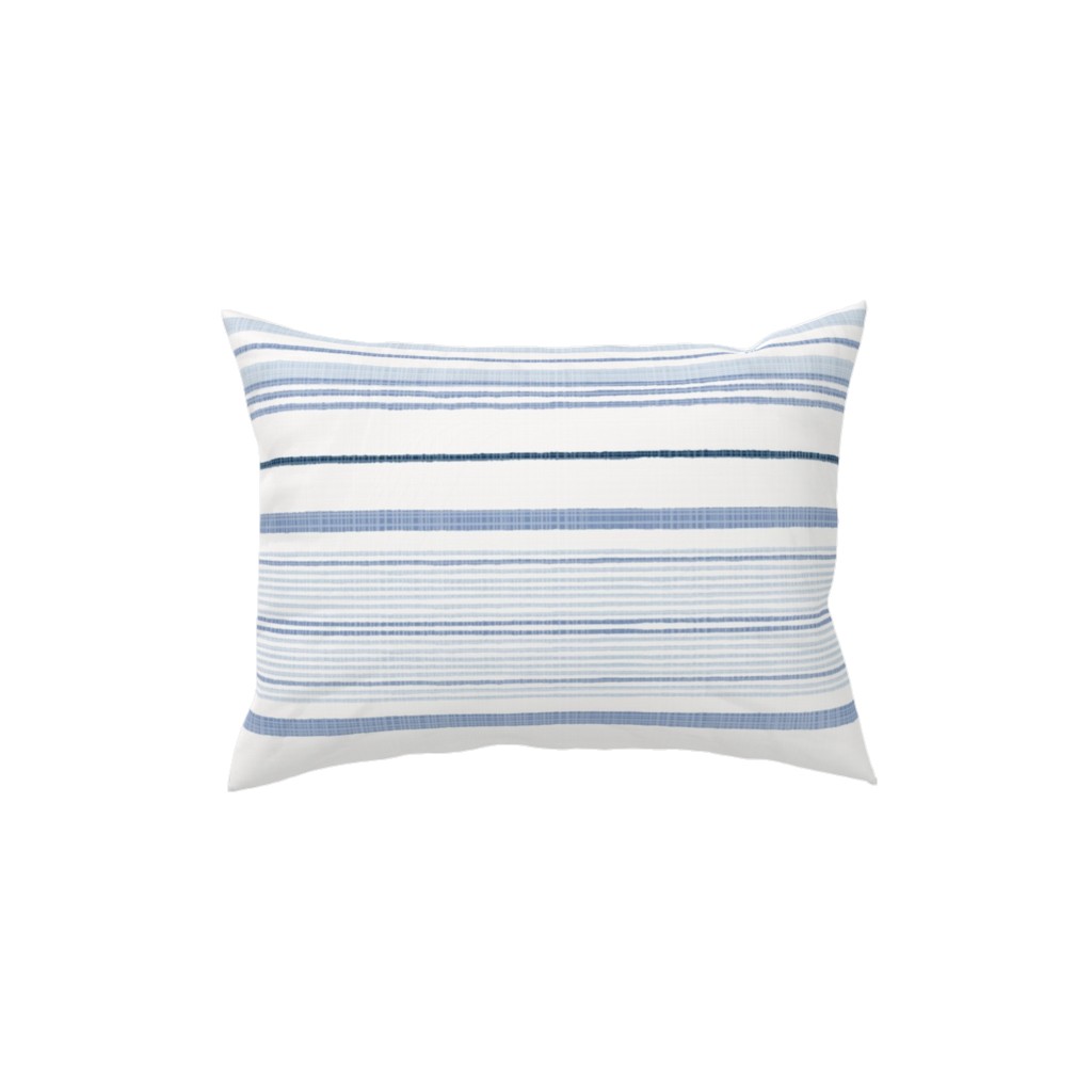 Double Anderson Stripe - Blue Pillow, Woven, Beige, 12x16, Single Sided, Blue