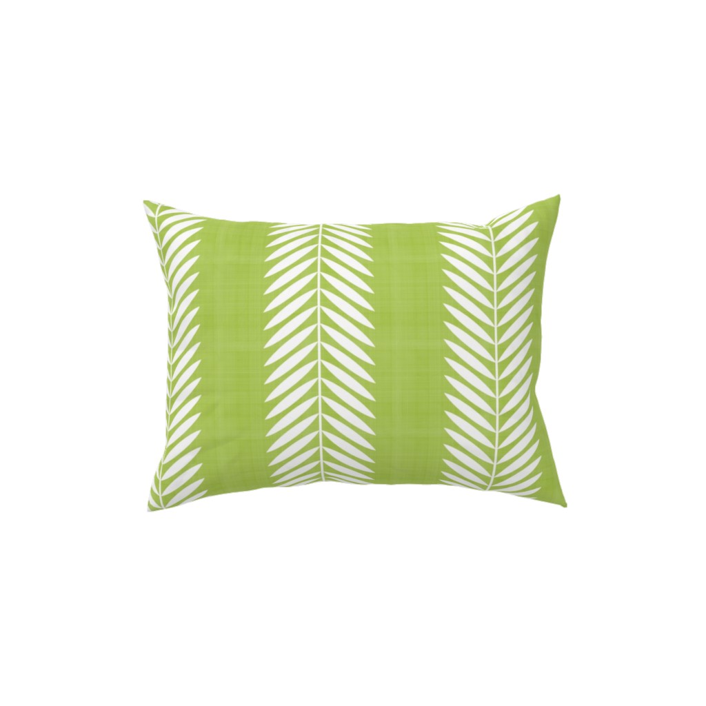Laurel Leaf Stripe Pillow, Woven, Beige, 12x16, Single Sided, Green