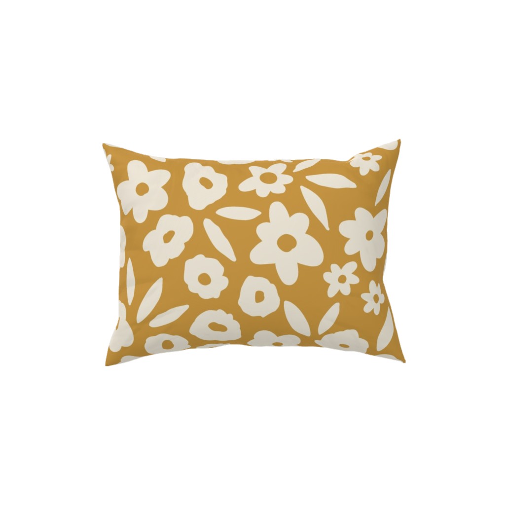 Flower Field - Mustard Pillow, Woven, Beige, 12x16, Single Sided, Yellow