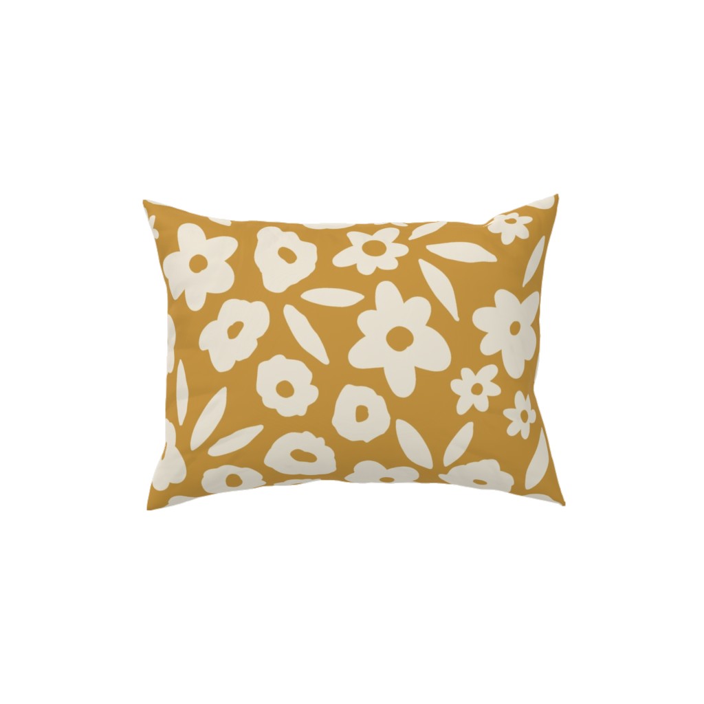 Flower Field - Mustard Pillow, Woven, Beige, 12x16, Single Sided, Yellow, Classic Yellow