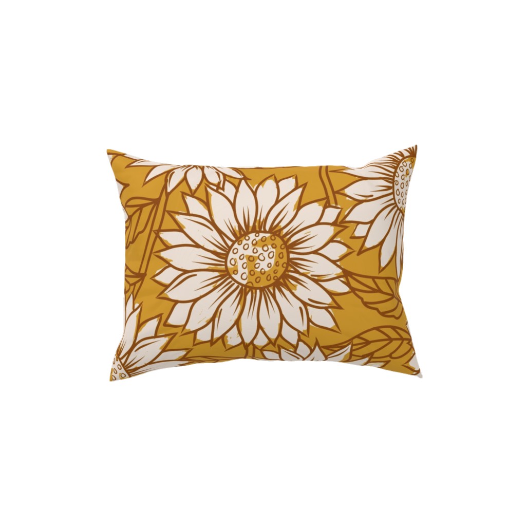 Golden Sunflowers - Yellow Pillow, Woven, Beige, 12x16, Single Sided, Yellow