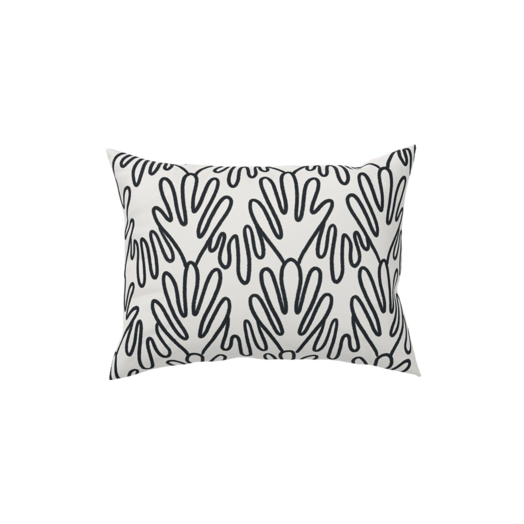 Wavy Lines - Black on White Pillow, Woven, Beige, 12x16, Single Sided, White