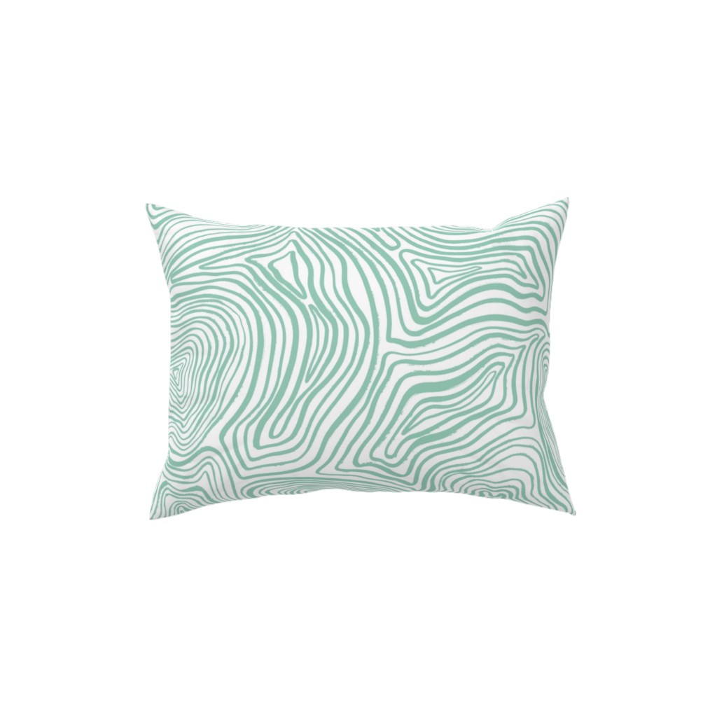 Abstract Wavy Lines - Green Pillow, Woven, Beige, 12x16, Single Sided, Green