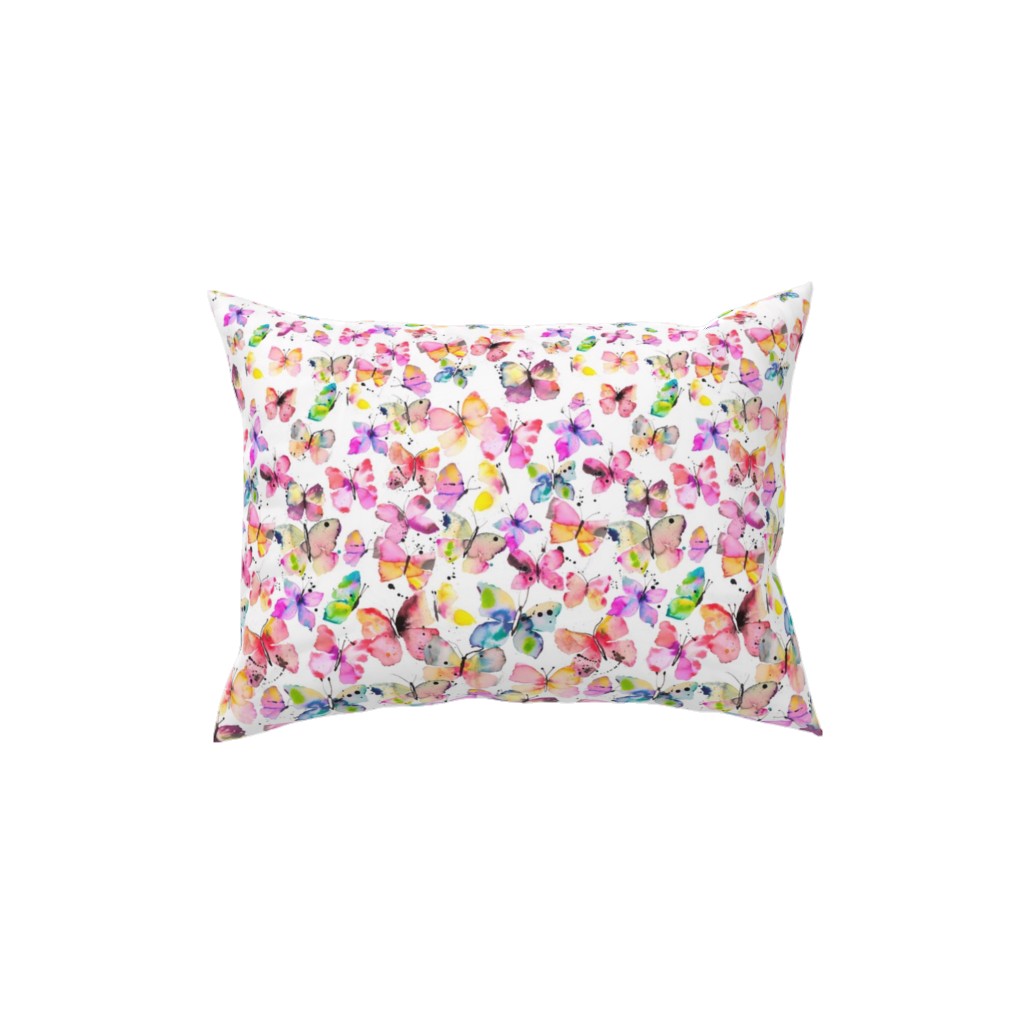 Watercolor Butterflies - Multicolor Pillow, Woven, Beige, 12x16, Single Sided, Multicolor