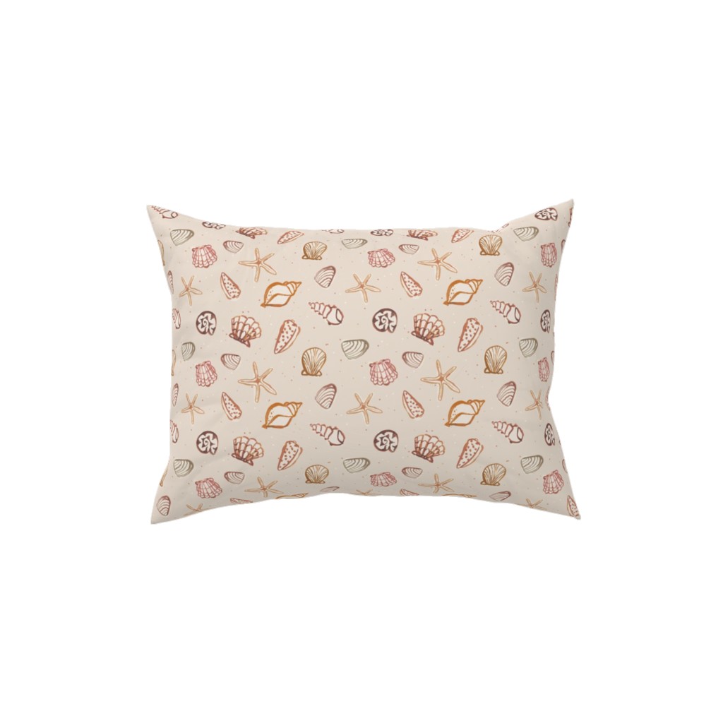 Painted Summer Beach Seashells Pillow, Woven, Beige, 12x16, Single Sided, Multicolor
