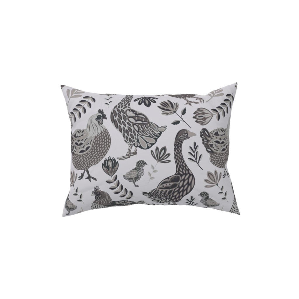 French Farm Birds - Greyscale Pillow, Woven, Beige, 12x16, Single Sided, Gray, Gray