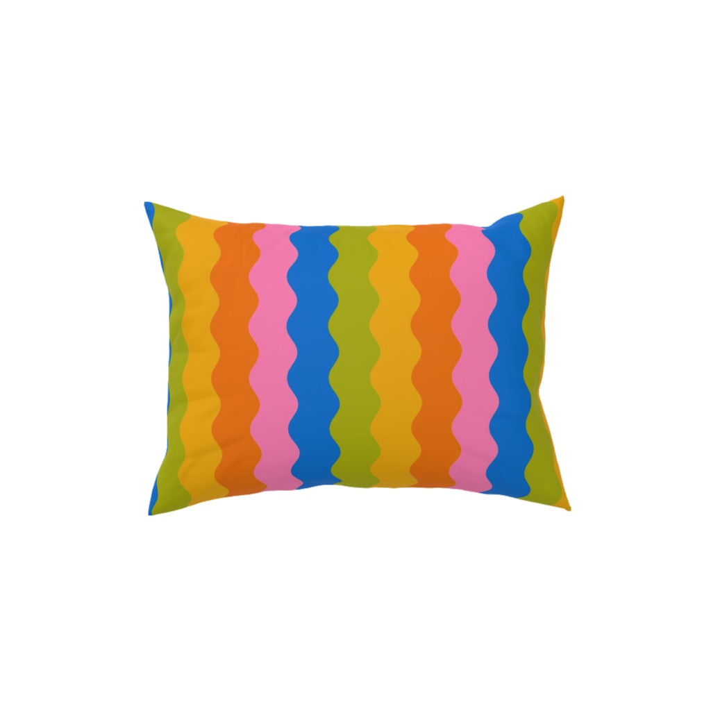 Rainbow Squiggles Pillow, Woven, Beige, 12x16, Single Sided, Multicolor
