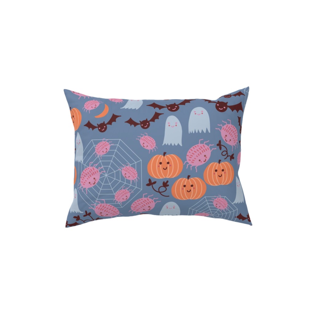 Cute Halloween - Blue and Orange Pillow, Woven, Beige, 12x16, Single Sided, Multicolor