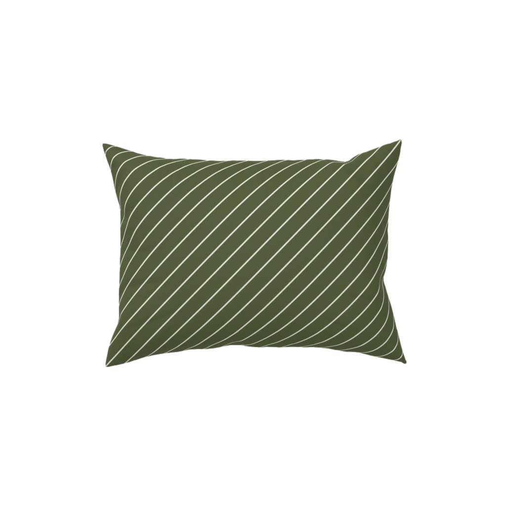 Diagonal Stripes - Pine Green Pillow, Woven, Beige, 12x16, Single Sided, Green