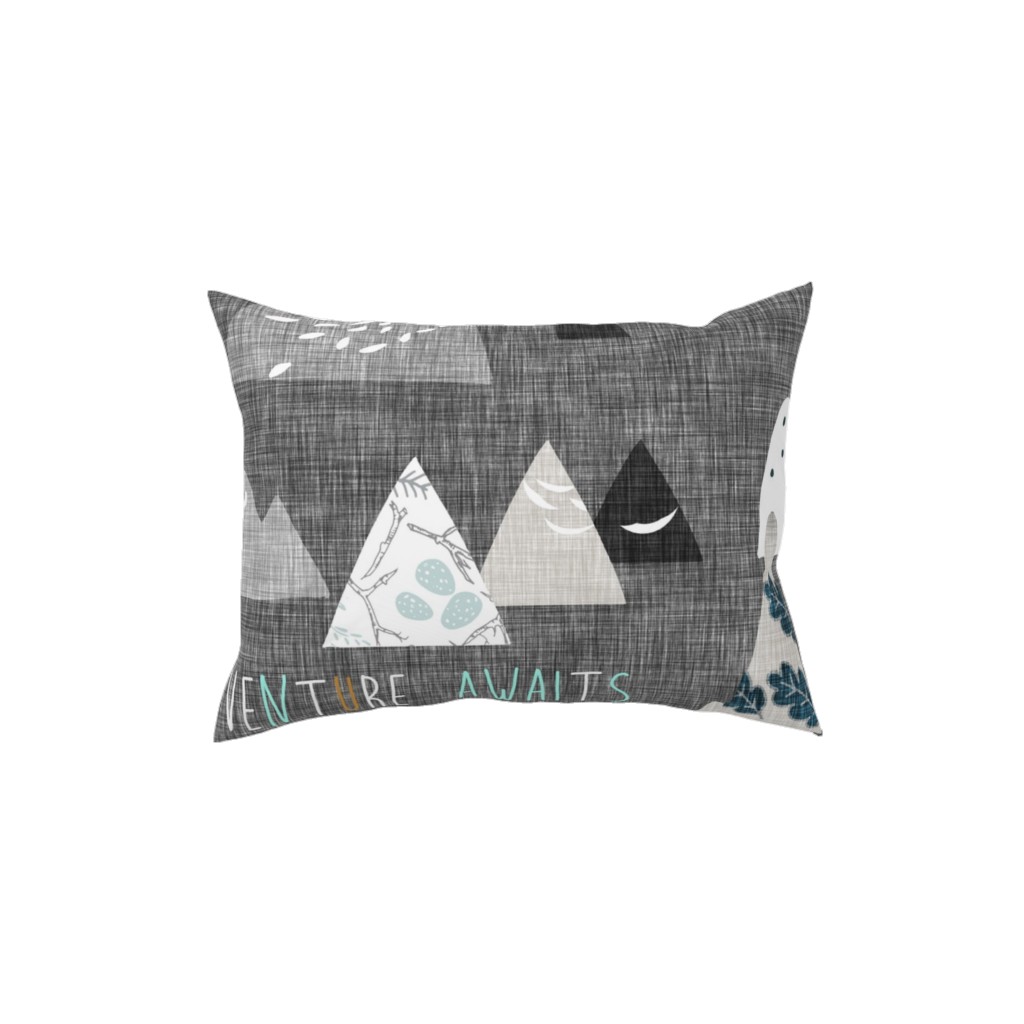 Adventure Awaits - Gray Pillow, Woven, Beige, 12x16, Single Sided, Gray