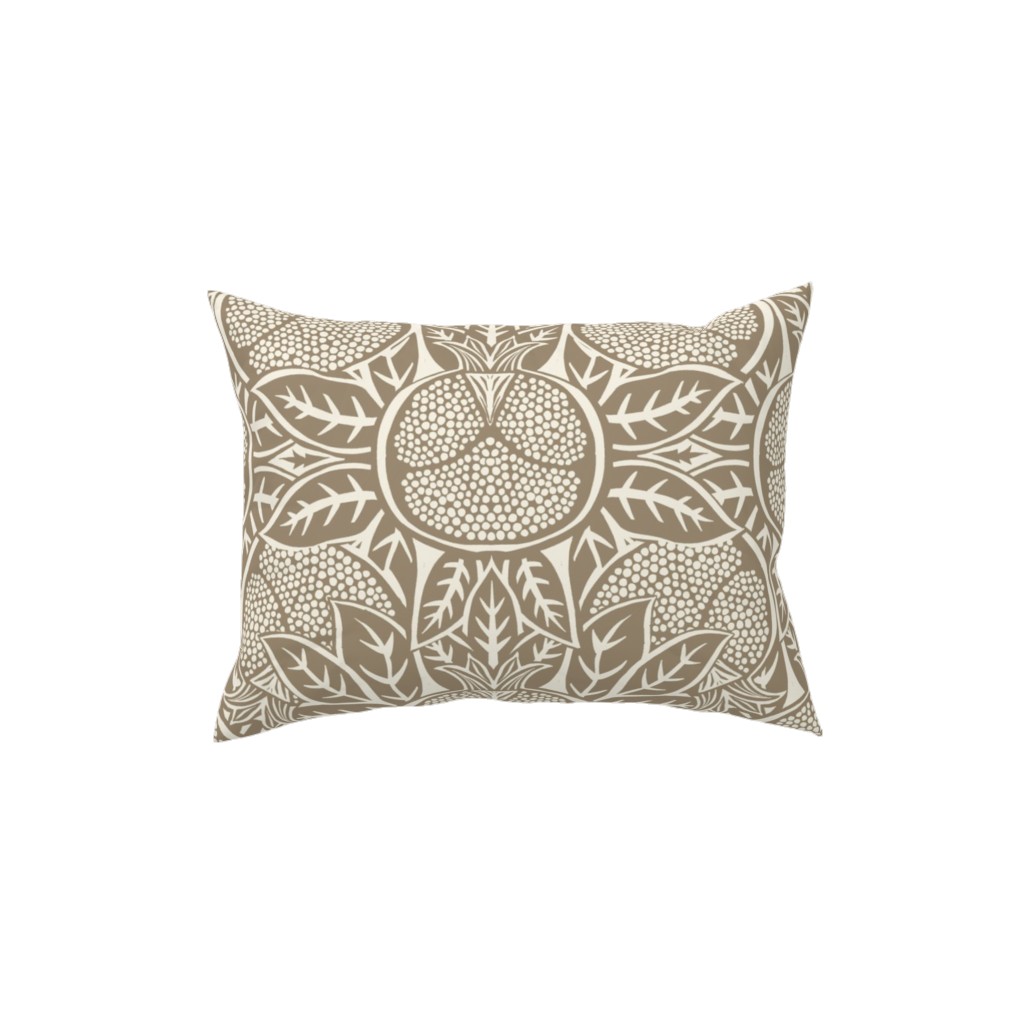 Pomegranate Block Print - Neutral Pillow, Woven, Beige, 12x16, Single Sided, Brown