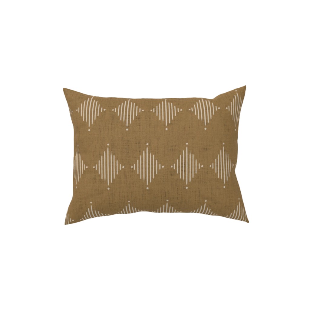 Brushed Diamond Lines Pillow, Woven, Beige, 12x16, Single Sided, Brown, Granite