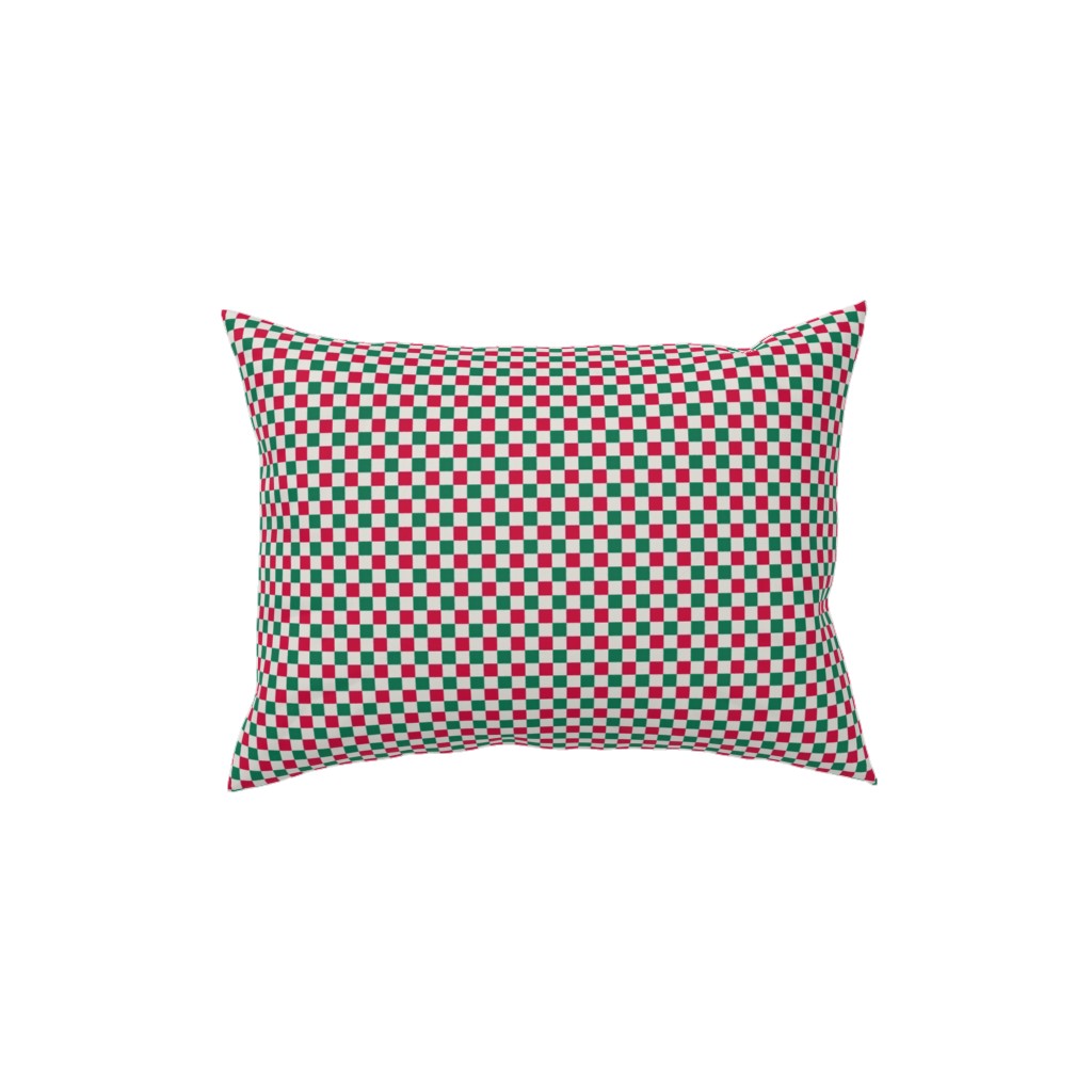 Winter Gingham - Red and Green Pillow, Woven, Beige, 12x16, Single Sided, Multicolor