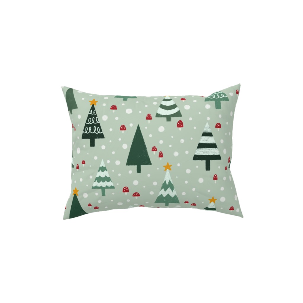 Christmas Forest - Green Pillow, Woven, Beige, 12x16, Single Sided, Green