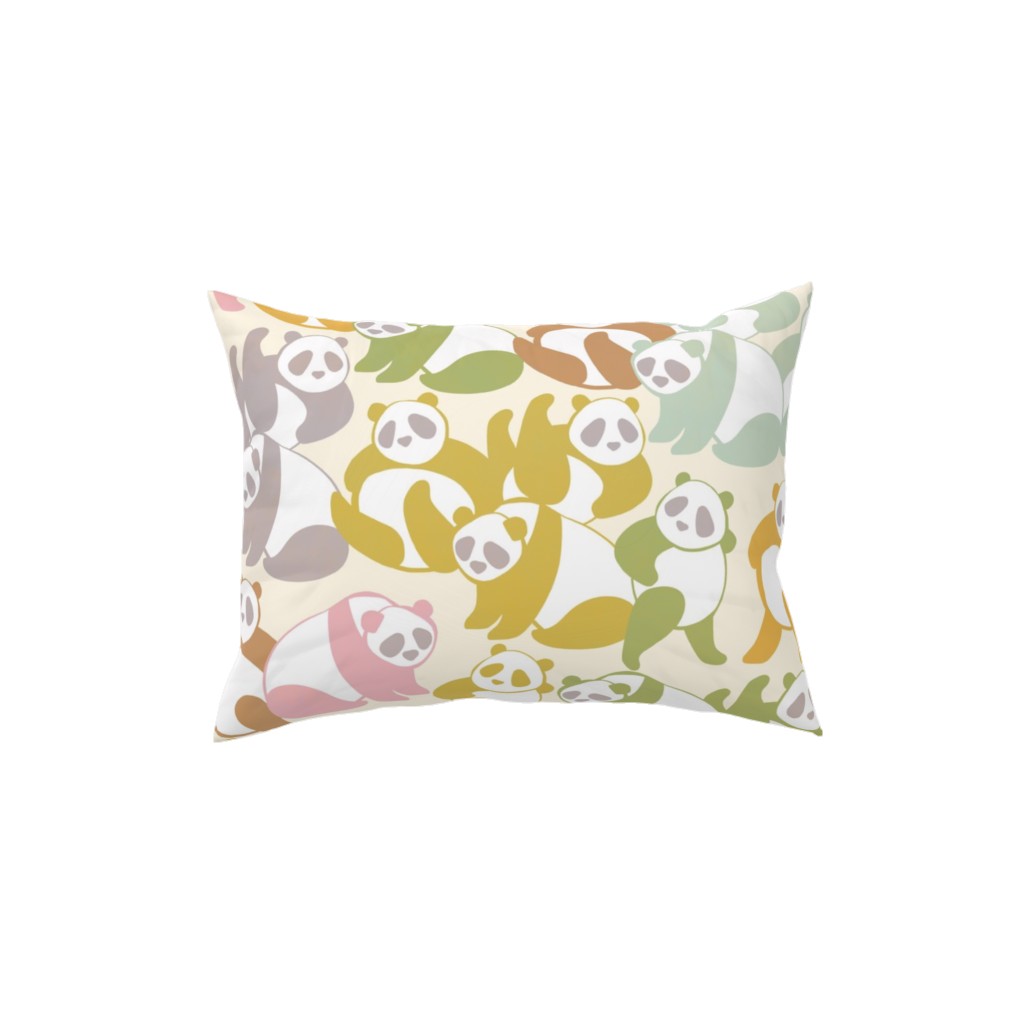 Retro Panda Playground Pillow, Woven, Beige, 12x16, Single Sided, Multicolor, Blushing