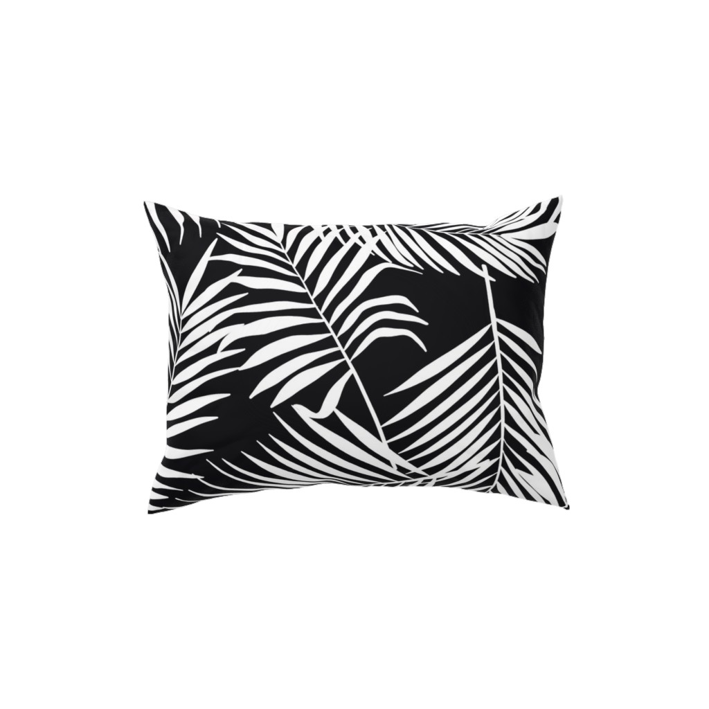 Palm Tree Leaves Pillow, Woven, Beige, 12x16, Single Sided, Black