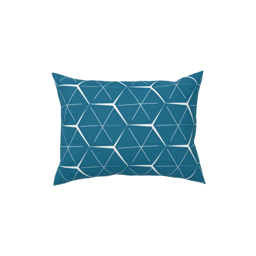 Hexagons - Blue Pillow, Woven, Beige, 12x16, Single Sided, Blue