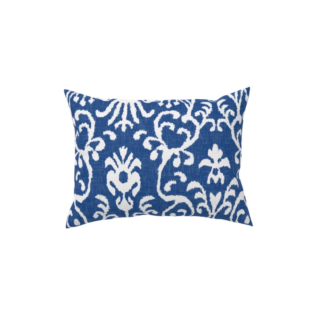 Lucette Ikat - Navy Pillow, Woven, Beige, 12x16, Single Sided, Blue, True Blue