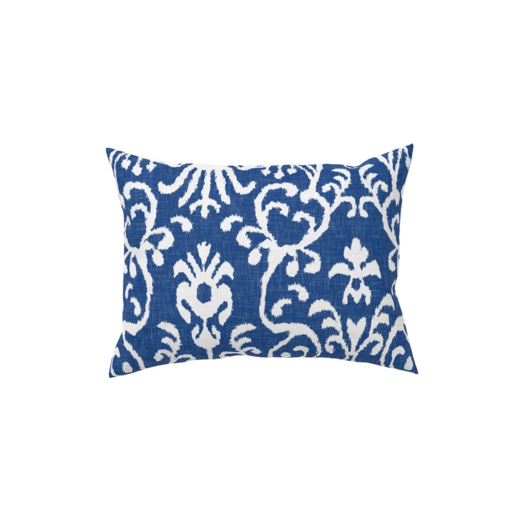 Lucette Ikat - Navy Pillow, Woven, Beige, 12x16, Single Sided, Blue