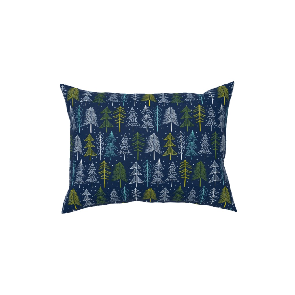 Oh' Christmas Tree Pillow, Woven, Beige, 12x16, Single Sided, Blue