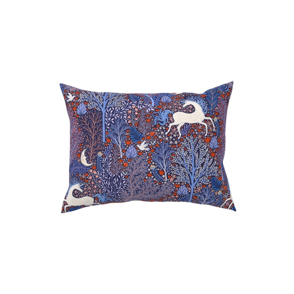 Unicorn in Nocturnal Forest - Purple Pillow, Woven, Beige, 12x16, Single Sided, Purple